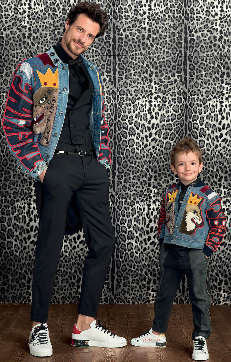 Dolce & Gabbana Children's Denim Bomber Jacket with Patches