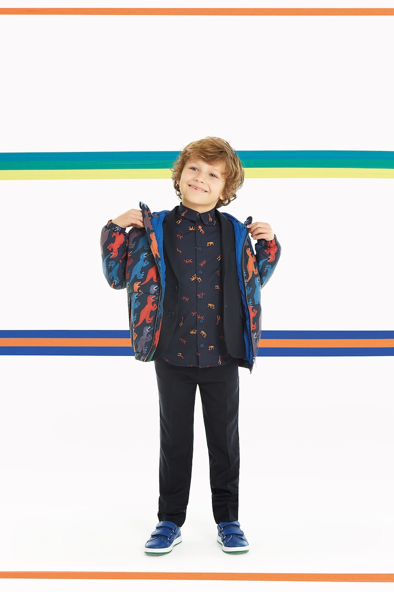 Paul Smith Boys' Navy 'Dino' Print Packable Hooded Jacket