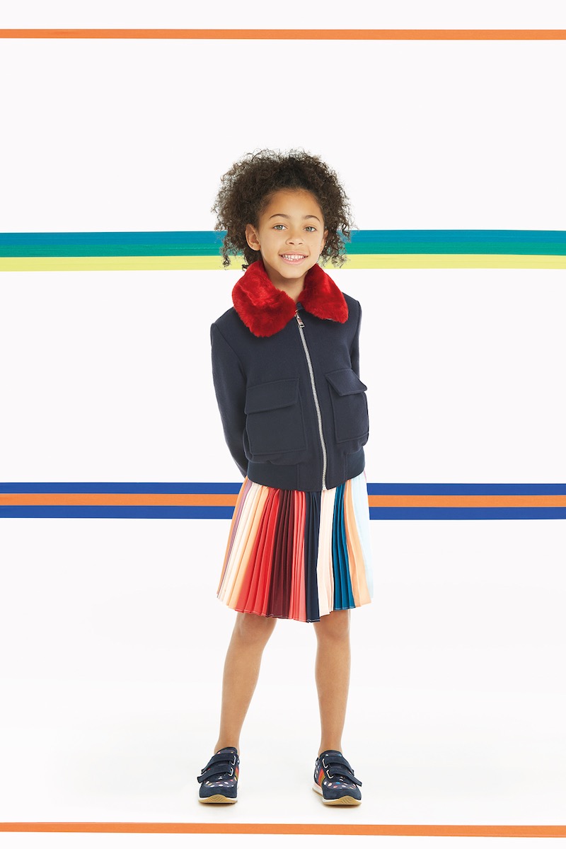 Paul Smith Girls' Navy Jacket With Faux-Fur Collar